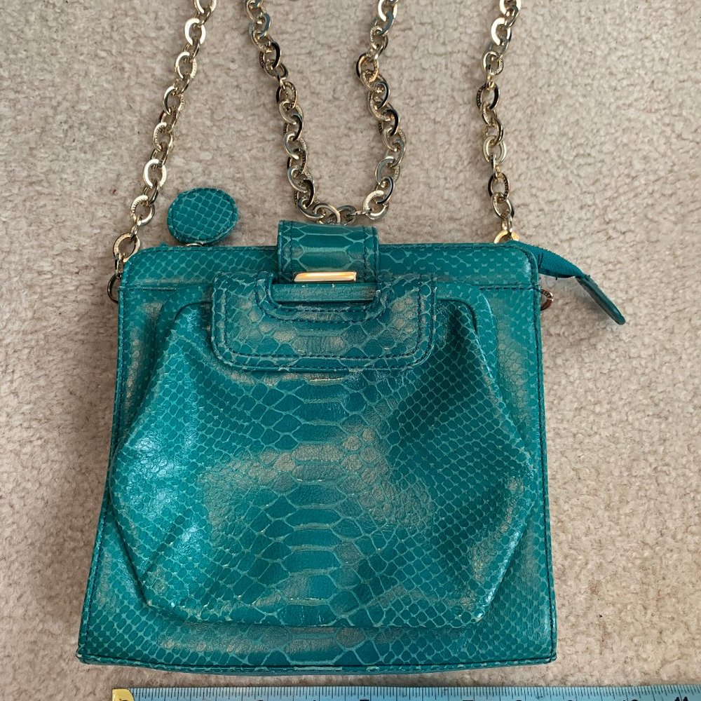 Vintage BCBMAAZRIA Runway Green Animal Skin Design Purse
